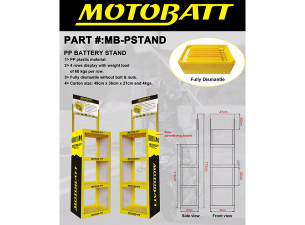 MotoBatt Display Stand 48x35x162cm 