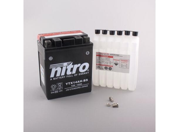 Nitro YTX14AH-BS Batteri Vedlikeholdsfr. 12V, 12Ah, 134x89x166, Syreflaske AGM 