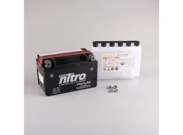 Nitro YTX7A-BS Batteri Vedlikeholdsfr. 12V, 6Ah, 150x87x93, Syreflaske, AGM 