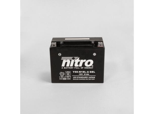 Nitro Y50-N18L-A Batteri Vedlikeholdsfr. 12V, 20Ah, 205x90x162, Forsegl. AGM GEL 