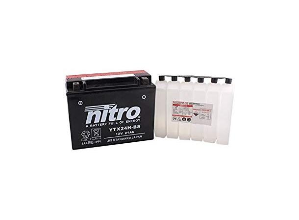 Nitro YTX24H-BS Batteri Vedlikeholdsfr. 12V, 21Ah, 205x87x162, Syrepakke, AGM 