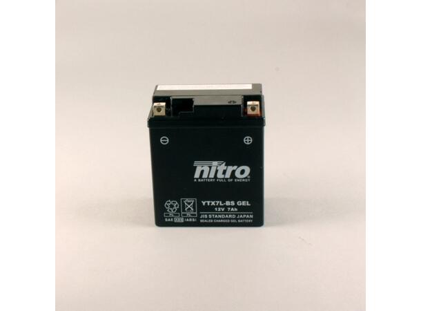 Nitro YTX7L-BS Batteri Vedlikeholdsfritt 12V, 6Ah, 114x71x131, Forseglet AGM GEL 