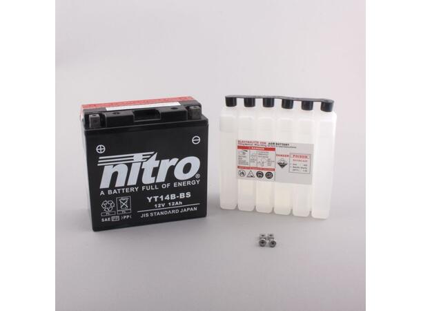 Nitro N-YT14B-BS Batteri Vedlikeholdsfr. 12V, 12Ah, 150x70x145, Syreflaske AGM 