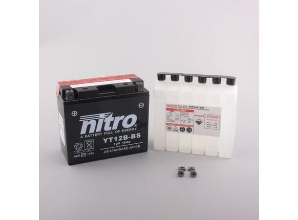 Nitro N-YT12B-BS Batteri Vedlikeholdsfr. 12V, 10Ah, 150x69x130, Syreflaske AGM 