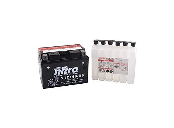 Nitro YTZ14S-BS Batteri Vedlikeholdsfr. 12V, 11.2Ah, 150x87x110, Syrepakke, AGM 