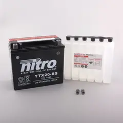 Nitro YTX20-BS Batteri Vedlikeholdsfritt 12V, 18Ah, 175x87x155, Syreflaske, AGM