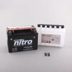 Nitro YTX9-BS Batteri Vedlikeholdsfritt 12V, 8Ah, 150x87x105, Syreflaske, AGM